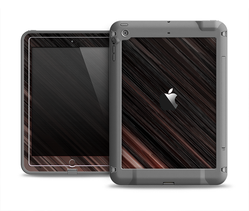 The Shiny Brown Highlighted Line-Surface Apple iPad Air LifeProof Fre Case Skin Set