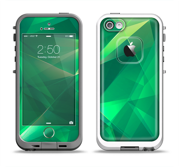 The Shiny Vector Green Crystals Apple iPhone 5-5s LifeProof Fre Case Skin Set