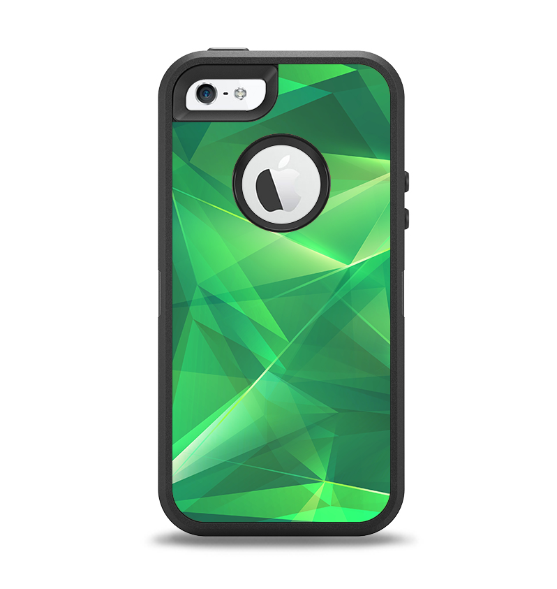 The Shiny Vector Green Crystals Apple iPhone 5-5s Otterbox Defender Case Skin Set