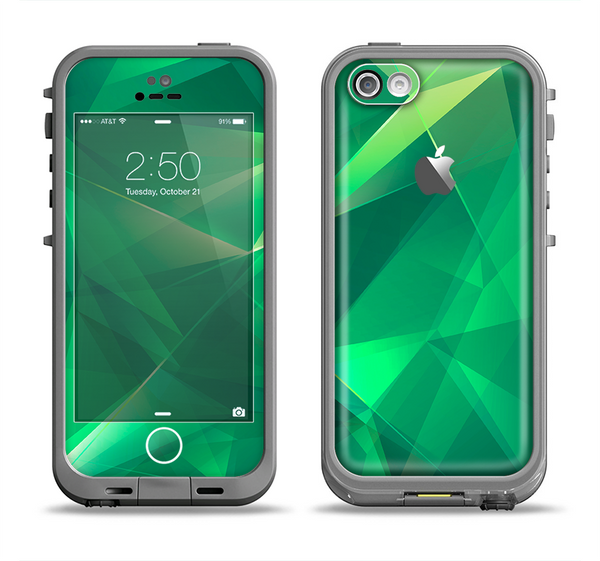 The Shiny Vector Green Crystals Apple iPhone 5c LifeProof Fre Case Skin Set