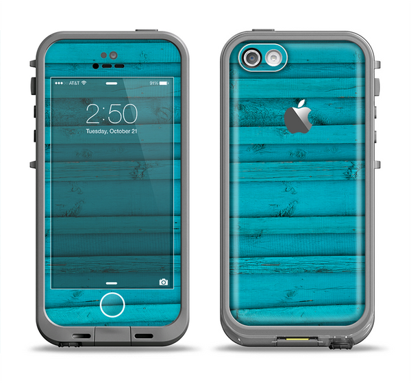 The Signature Blue Wood Planks Apple iPhone 5c LifeProof Fre Case Skin Set