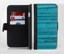 The Signature Blue Wood Planks Ink-Fuzed Leather Folding Wallet Credit-Card Case for the Apple iPhone 6/6s, 6/6s Plus, 5/5s and 5c