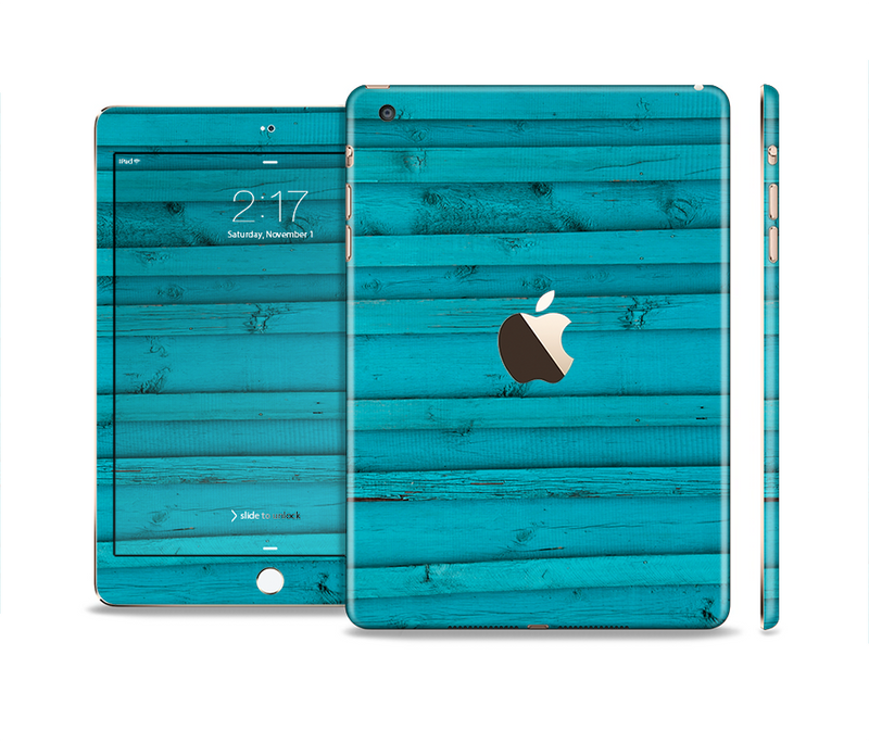 The Signature Blue Wood Planks Full Body Skin Set for the Apple iPad Mini 3