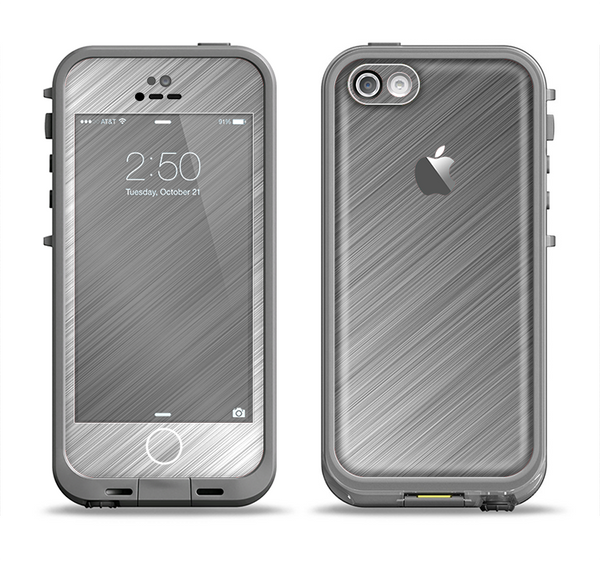 The Silver Brushed Aluminum Surface Apple iPhone 5c LifeProof Fre Case Skin Set