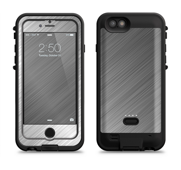 the silver brushed aluminum surface  iPhone 6/6s Plus LifeProof Fre POWER Case Skin Kit