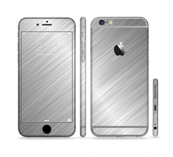 The Silver Brushed Aluminum Surface Sectioned Skin Series for the Apple iPhone 6 Plus