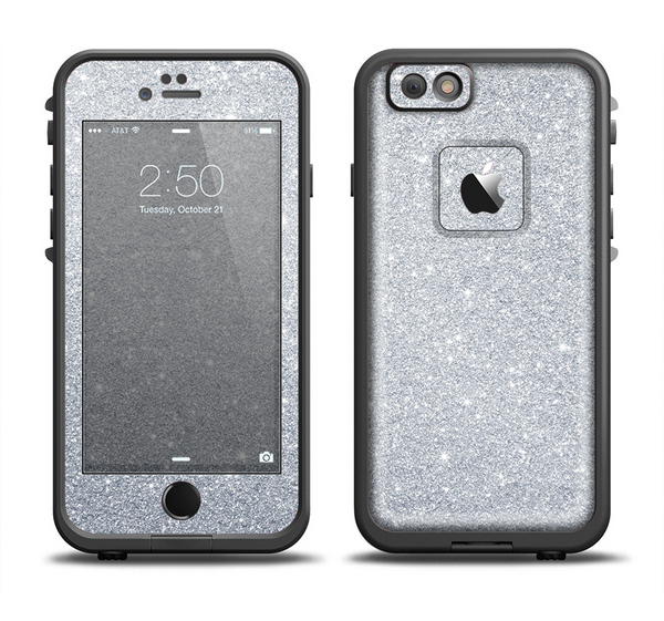 The Silver Sparkly Glitter Ultra Metallic Apple iPhone 6 LifeProof Fre Case Skin Set