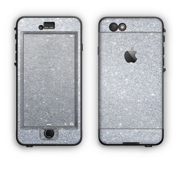 The Silver Sparkly Glitter Ultra Metallic Apple iPhone 6 Plus LifeProof Nuud Case Skin Set