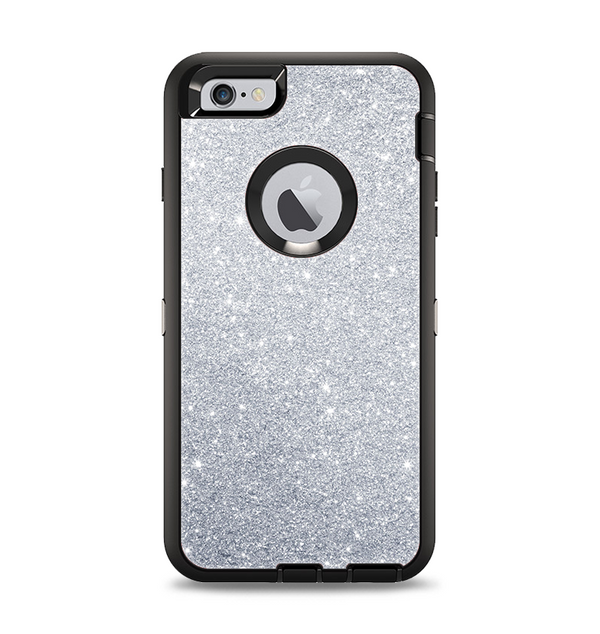 The Silver Sparkly Glitter Ultra Metallic Apple iPhone 6 Plus Otterbox Defender Case Skin Set