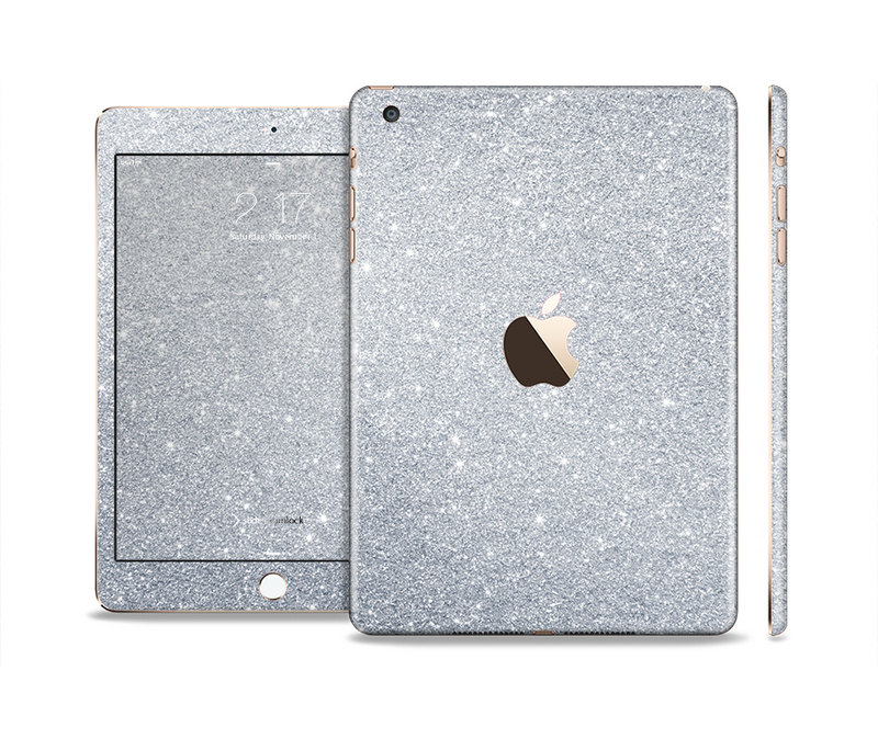 The Silver Sparkly Glitter Ultra Metallic Full Body Skin Set for the Apple iPad Mini 3