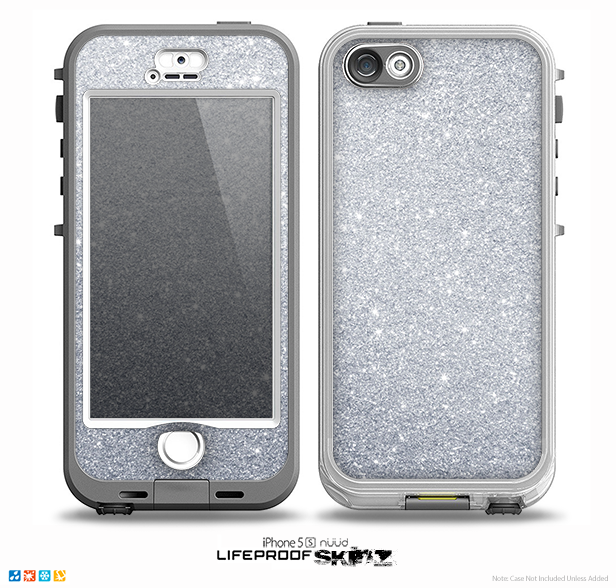The Silver Sparkly Glitter Ultra Metallic Skin for the iPhone 5-5s NUUD LifeProof Case for the LifeProof Skin