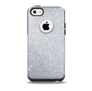 The Silver Sparkly Glitter Ultra Metallic Skin for the iPhone 5c OtterBox Commuter Case