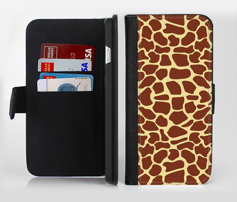 The Simple Vector Giraffe Print Ink-Fuzed Leather Folding Wallet Credit-Card Case for the Apple iPhone 6/6s, 6/6s Plus, 5/5s and 5c