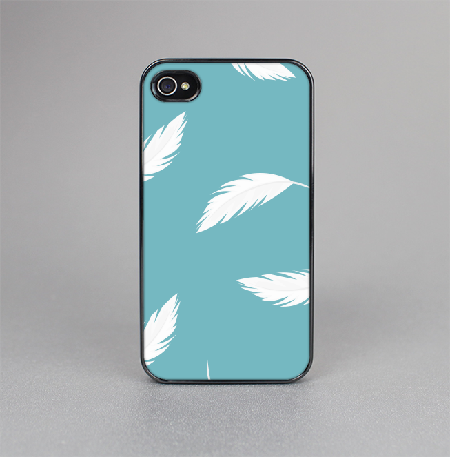 The Simple White Feathered Blue Skin-Sert for the Apple iPhone 4-4s Skin-Sert Case