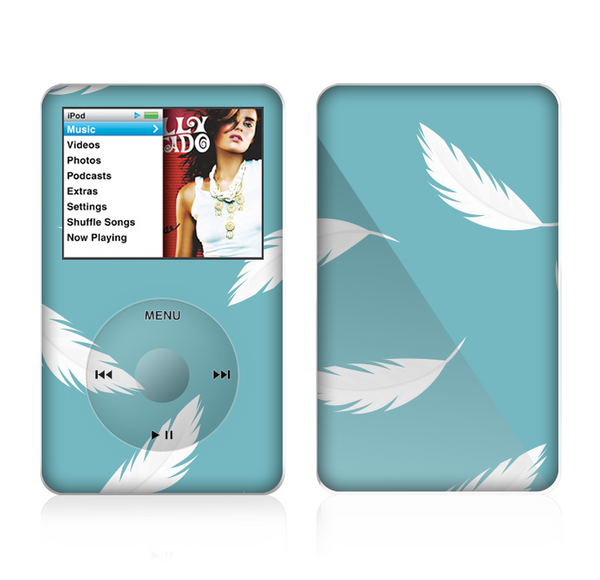 The Simple White Feathered Blue Skin For The Apple iPod Classic