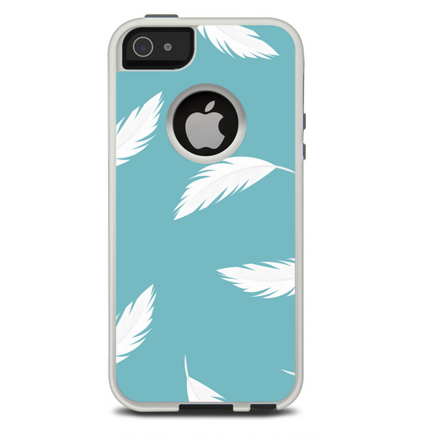 The Simple White Feathered Blue Skin For The iPhone 5-5s Otterbox Commuter Case