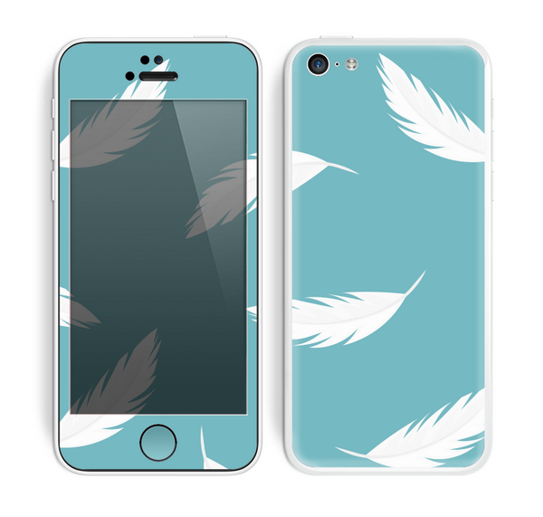 The Simple White Feathered Blue Skin for the Apple iPhone 5c