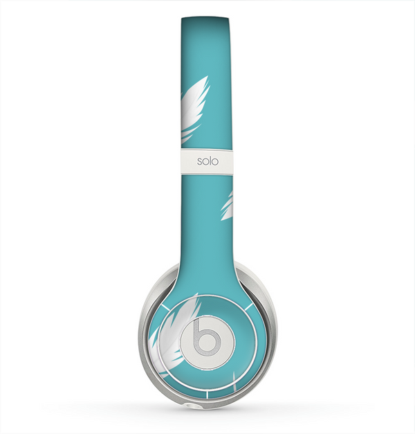 The Simple White Feathered Blue Skin for the Beats by Dre Solo 2 Headphones