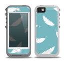 The Simple White Feathered Blue Skin for the iPhone 5-5s OtterBox Preserver WaterProof Case
