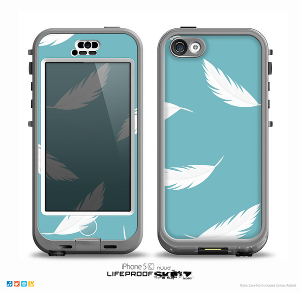 The Simple White Feathered Blue Skin for the iPhone 5c nüüd LifeProof Case