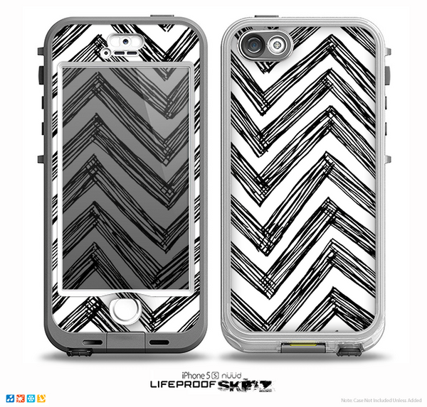 The Sketch Black Chevron Skin for the iPhone 5-5s NUUD LifeProof Case