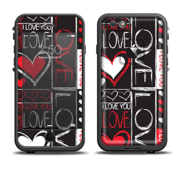The Sketch Love Heart Collage Apple iPhone 6 LifeProof Fre Case Skin Set