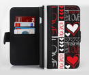 The Sketch Love Heart Collage Ink-Fuzed Leather Folding Wallet Credit-Card Case for the Apple iPhone 6/6s, 6/6s Plus, 5/5s and 5c
