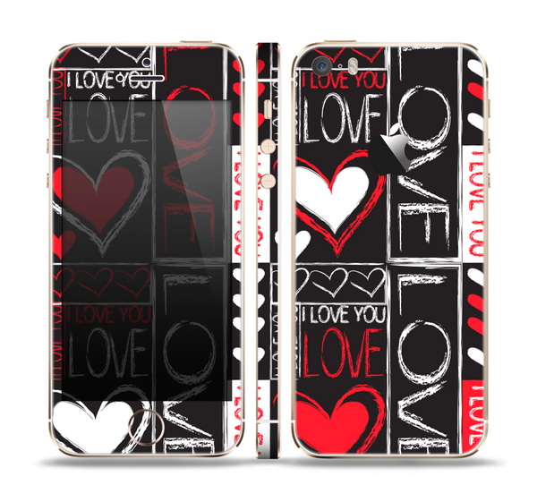 The Sketch Love Heart Collage Skin Set for the Apple iPhone 5s