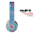 The Sketched Blue Word Surface Skin for the Beats by Dre Wireless Headphones