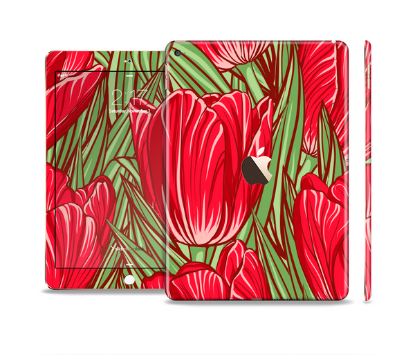 The Sketched Pink & Green Tulips Skin Set for the Apple iPad Pro