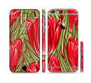 The Sketched Pink & Green Tulips Sectioned Skin Series for the Apple iPhone 6s Plus