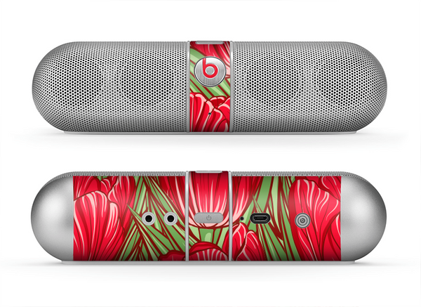 The Sketched Pink & Green Tulips Skin for the Beats by Dre Pill Bluetooth Speaker