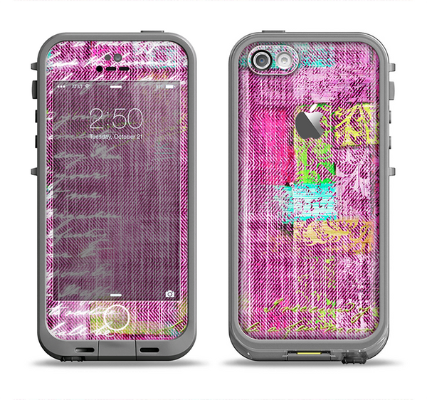 The Sketched Pink Word Surface Apple iPhone 5c LifeProof Fre Case Skin Set