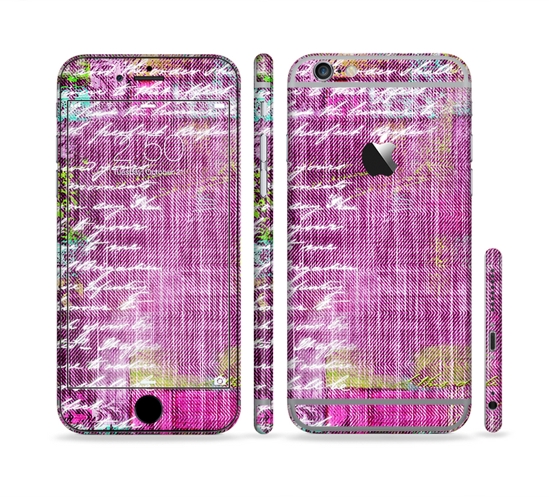 The Sketched Pink Word Surface Sectioned Skin Series for the Apple iPhone 6 Plus