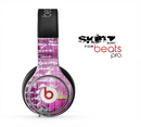 The Sketched Pink Word Surface Skin for the Beats by Dre Pro Headphones