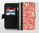 The Sketched Red and Yellow Flowers Ink-Fuzed Leather Folding Wallet Credit-Card Case for the Apple iPhone 6/6s, 6/6s Plus, 5/5s and 5c