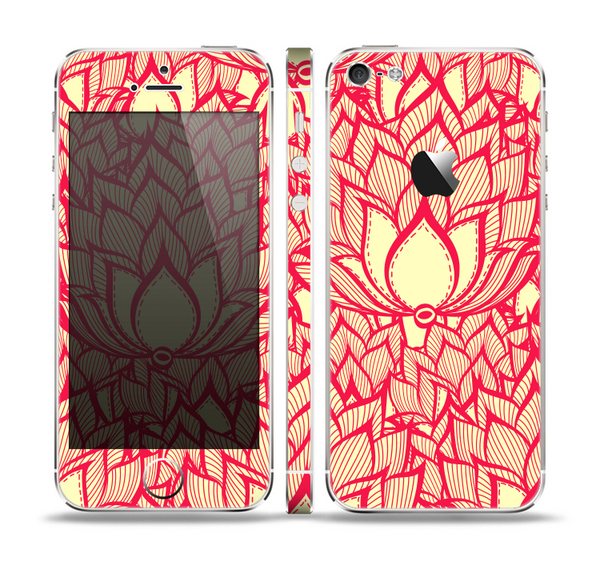 The Sketched Red and Yellow Flowers Skin Set for the Apple iPhone 5