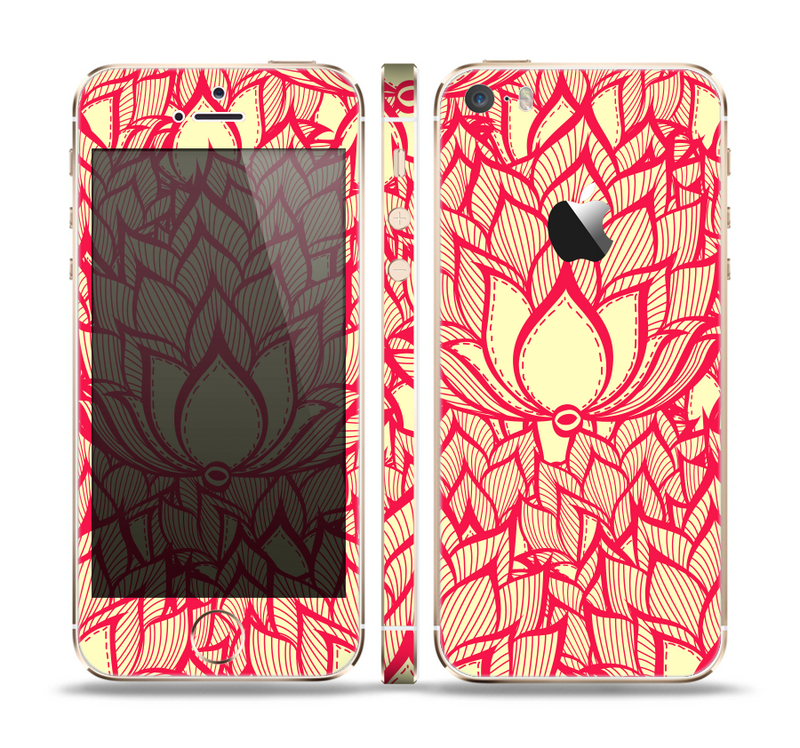 The Sketched Red and Yellow Flowers Skin Set for the Apple iPhone 5s