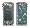 The Slate Blue and Coral Floral Sketched Lace Patterns v21 Apple iPhone 5c LifeProof Nuud Case Skin Set