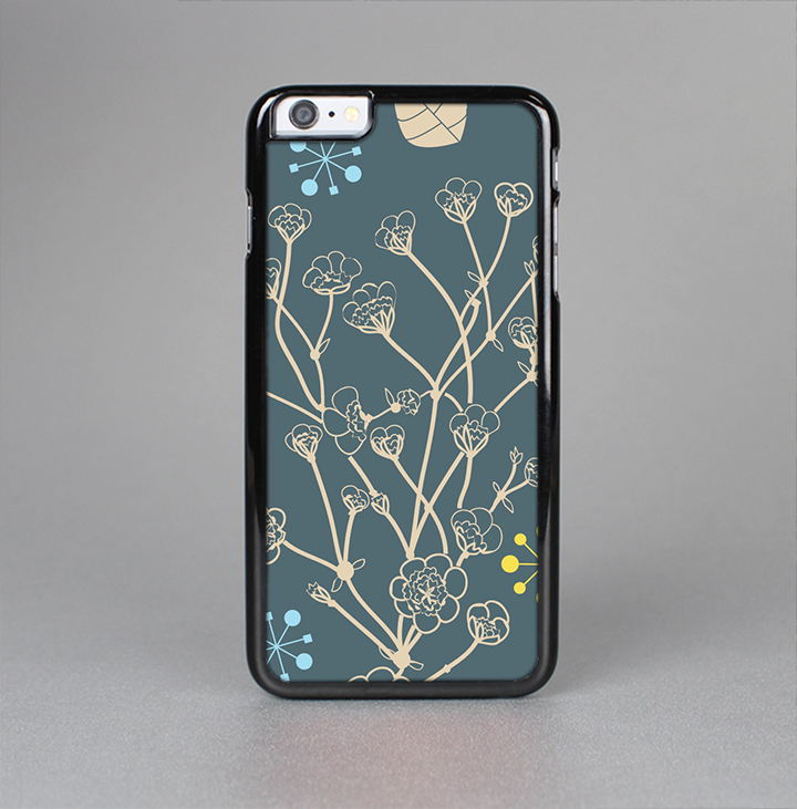 The Slate Blue and Coral Floral Sketched Lace Patterns v21 Skin-Sert for the Apple iPhone 6 Skin-Sert Case