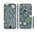 The Slate Blue and Coral Floral Sketched Lace Patterns v21 Sectioned Skin Series for the Apple iPhone 6s Plus