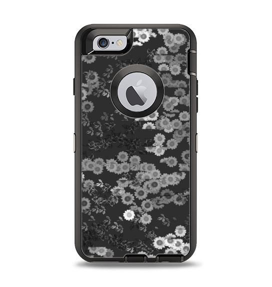 The Small Black and White Flower Sprouts Apple iPhone 6 Otterbox Defender Case Skin Set