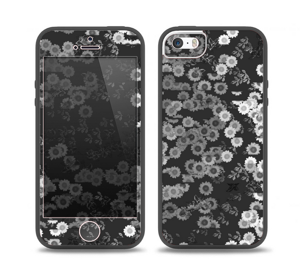 The Small Black and White Flower Sprouts Skin Set for the iPhone 5-5s Skech Glow Case