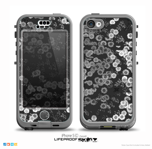 The Small Black and White Flower Sprouts Skin for the iPhone 5c nüüd LifeProof Case