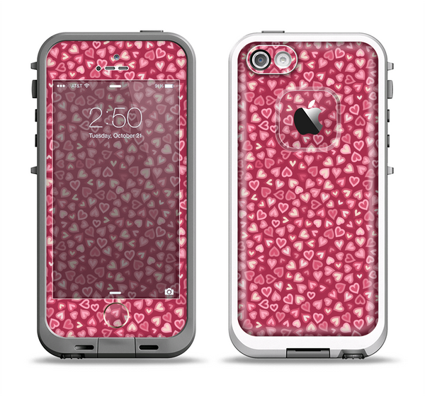 The Small Pink Hearts Collage Apple iPhone 5-5s LifeProof Fre Case Skin Set