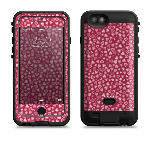 The Small Pink Hearts Collage Apple iPhone 6/6s LifeProof Fre POWER Case Skin Set