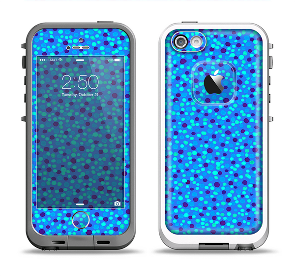 The Small Scattered Polka Dots of Blue Apple iPhone 5-5s LifeProof Fre Case Skin Set