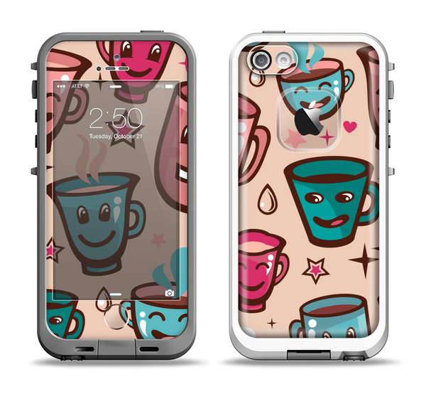 The Smiley Coffee Mugs Apple iPhone 5-5s LifeProof Fre Case Skin Set