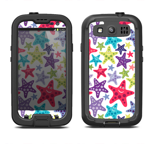 The Smiley Faced Vector Colored Starfish Pattern Samsung Galaxy S3 LifeProof Fre Case Skin Set