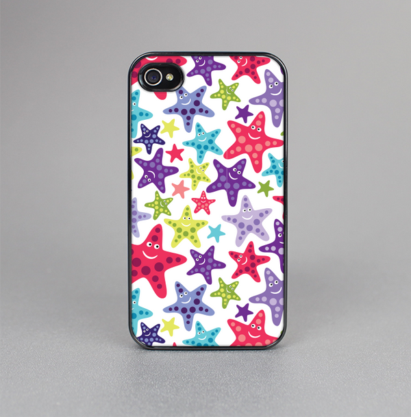 The Smiley Faced Vector Colored Starfish Pattern Skin-Sert for the Apple iPhone 4-4s Skin-Sert Case